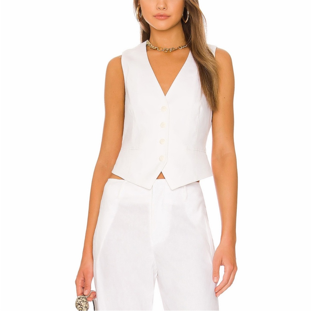 Rag & Bone Women’s Sleeveless V-Neck White Tailored Vest